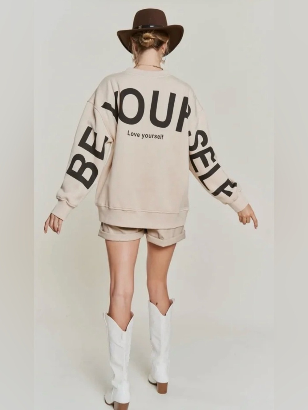 🤎 Jade by Jane “Be Yourself” Oversized Sweatshirt Size XL